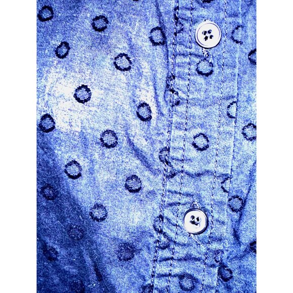 Jones New York Sport Large Navy Blue Circle Pattern Button Up Top Urban Heritage - Picture 6 of 16